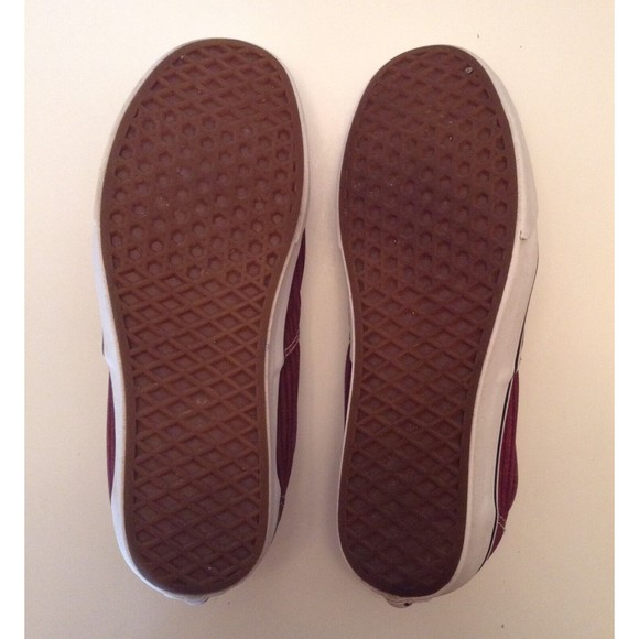 Vans Sneakers Mens 9 Burgundy Striped Canvas Low Top Lace Skate Retro Old Skool - Picture 11 of 12